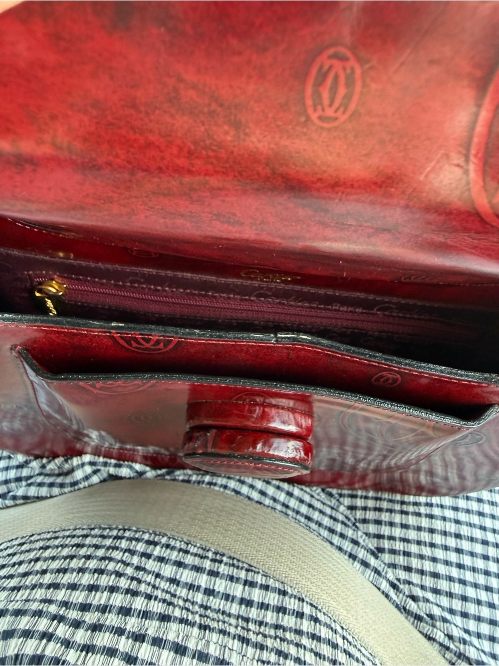 Cartier Deep Red Leather Shoulder Bag - Picture 4 of 14